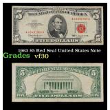 1963 $5 Red Seal United States Note Grades vf++