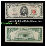 1963 $5 Red Seal United States Note Grades vf++