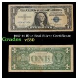 1957 $1 Blue Seal Silver Certificate Grades vf++