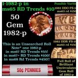 BU Shotgun Lincoln 1c roll, 1982-p 50 pcs Bank Wra