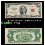 1953 $2 Red Seal United States Note Grades vf++