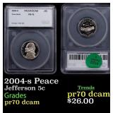 2004-s Peace Proof Jefferson Nickel 5c pr70 dcam S