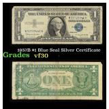 1957B $1 Blue Seal Silver Certificate Grades vf++