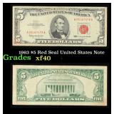 1963 $5 Red Seal United States Note Grades xf