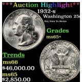 *Highlight* 1932-s Washington Quarter 25c ms65+ SE