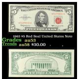 1963 $5 Red Seal United States Note Grades Select