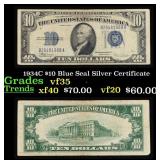 1934C $10 Blue Seal Silver Certificate Grades vf++