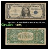 1957B $1 Blue Seal Silver Certificate Grades vf+