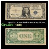 1935E $1 Blue Seal Silver Certificate Grades vf++