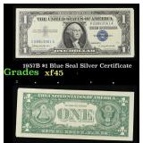 1957B $1 Blue Seal Silver Certificate Grades xf+