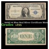 1935G No Motto $1 Blue Seal Silver Certificate Gra
