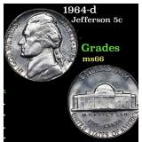 1964-d Jefferson Nickel 5c Grades GEM+ Unc