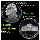 2003-s Proof Jefferson Nickel 5c pr70 dcam SEGS