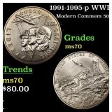 1991-1995-p WWII Modern Commem Half Dollar 50c ms7