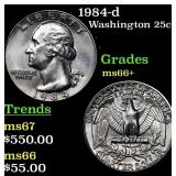 1984-d Washington Quarter 25c Grades GEM++ Unc