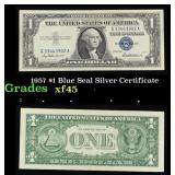 1957 $1 Blue Seal Silver Certificate Grades xf+