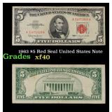 1963 $5 Red Seal United States Note Grades xf
