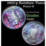 1923-p Peace Dollar Rainbow Toned 1 Grades GEM Unc