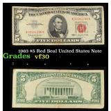 1963 $5 Red Seal United States Note Grades vf++
