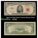 1963 $5 Red Seal United States Note Grades vf++