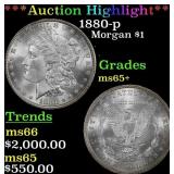 *Highlight* 1880-p Morgan Dollar $1 ms65+ SEGS (fc