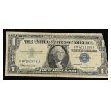 1957B $1 Blue Seal Silver Certificate Grades vf de