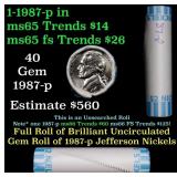 BU Shotgun Jefferson 5c roll, 1987-p 40 pcs Bank $