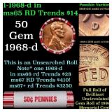 BU Shotgun Lincoln 1c roll, 1968-d 50 pcs Bank Wra