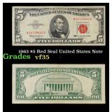 1963 $5 Red Seal United States Note Grades vf++
