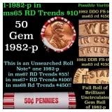 BU Shotgun Lincoln 1c roll, 1982-p 50 pcs Bank Wra