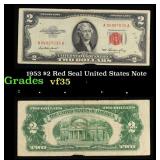 1953 $2 Red Seal United States Note Grades vf++