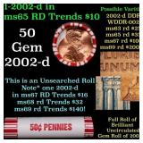 BU Shotgun Lincoln 1c roll, 2002-d 50 pcs Bank Wra