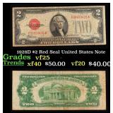 1928D $2 Red Seal United States Note Grades vf+