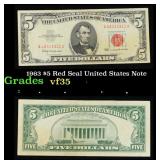 1963 $5 Red Seal United States Note Grades vf++