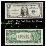 1935F $1 Blue Seal Silver Certificate Grades xf