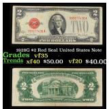 1928G $2 Red Seal United States Note Grades vf++