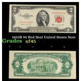 1953B $2 Red Seal United States Note Grades xf+
