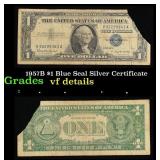 1957B $1 Blue Seal Silver Certificate Grades vf de