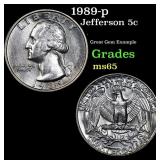1989-p Jefferson Nickel 5c Grades GEM Unc