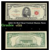 1963 $5 Red Seal United States Note Grades vf++