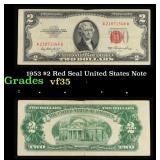 1953 $2 Red Seal United States Note Grades vf++