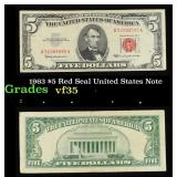 1963 $5 Red Seal United States Note Grades vf++
