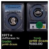 1977-s Proof Jefferson Nickel 5c pr69 dcam SEGS