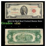 1953 $2 Red Seal United States Note Grades vf++