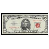 1963 $5 Red Seal United States Note Grades Choice