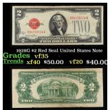 1928G $2 Red Seal United States Note Grades vf++
