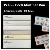 1973-1978 Mint Set Run 74 Coins 6 Complete Sets