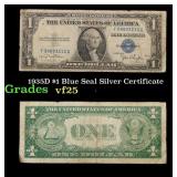 1935D $1 Blue Seal Silver Certificate Grades vf+
