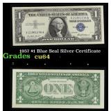 1957 $1 Blue Seal Silver Certificate Grades Choice