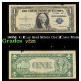 1935G $1 Blue Seal Silver Certificate Grades vf+ M